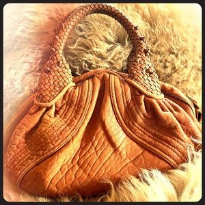 Authentic Fendi Tan Leather Spy Hobo Bag